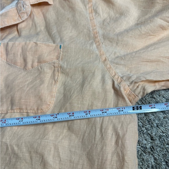 Tommy Bahama 100% Linen Relax Fit Button Shirt XL orange long sleeve resort trip - Picture 7 of 9